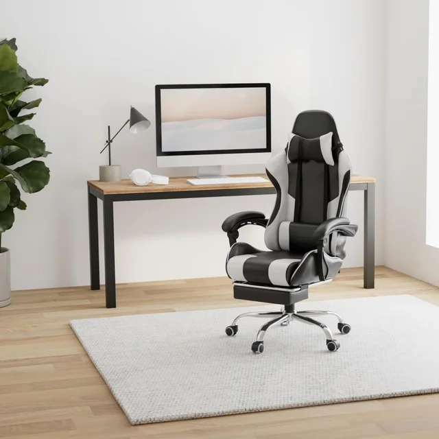 with Footrest and Lumbar Support, Height Adjustable Game Chair with 360°-Swivel Seat and Headrest and for Office or Gaming 2