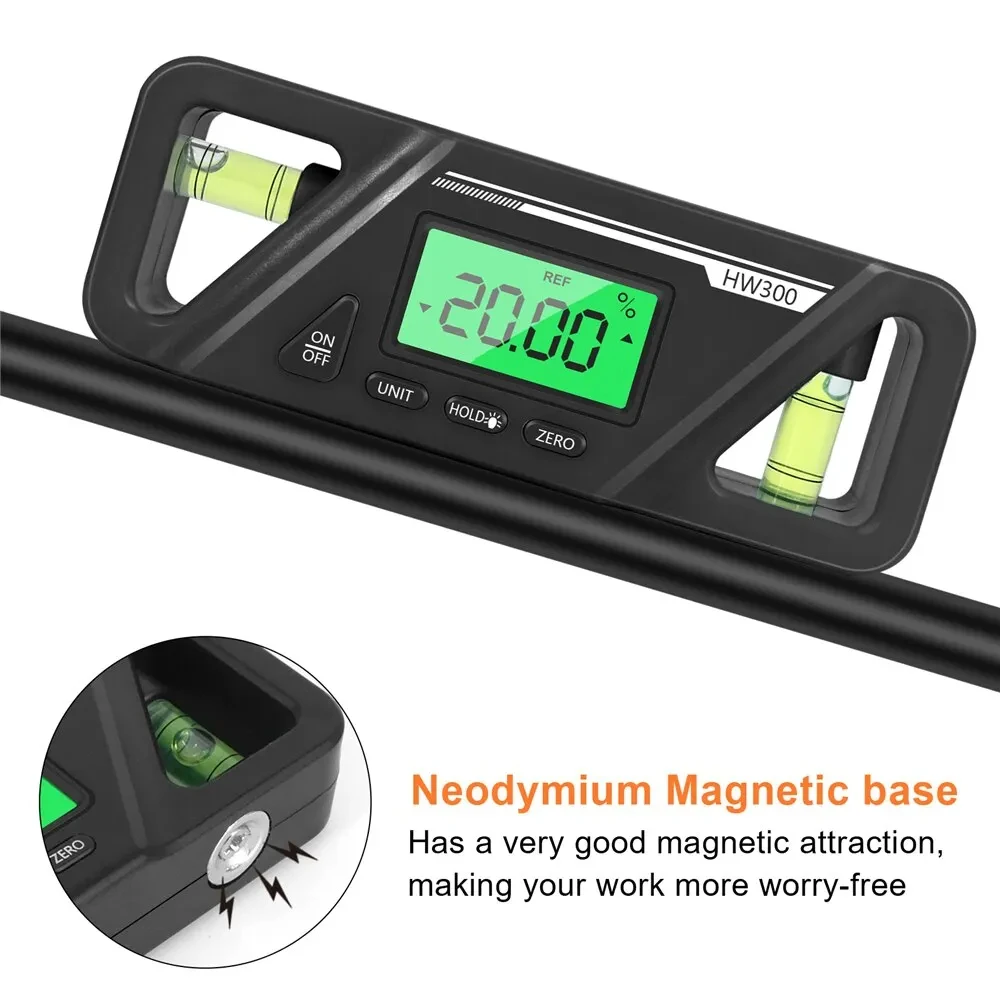 Digital Inclinometer Angle Finder ,Compact Inclinometer Slope Conversion Meter, LCD Backlit,Bottom Magnet,Data Hold