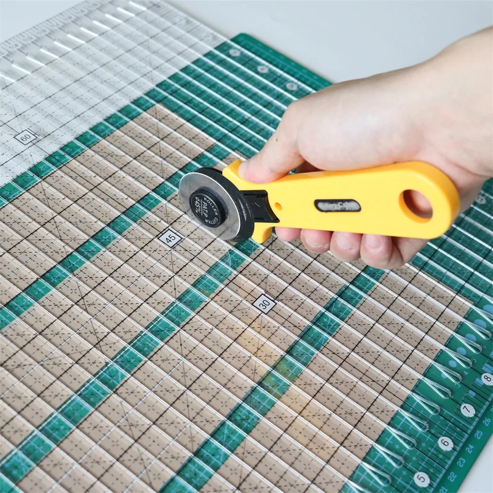 Sewing template 6/12-Inch DIY handicraft patch sewing template ruler transparent tool slotting with grid thread DIY clothing sewing supplies