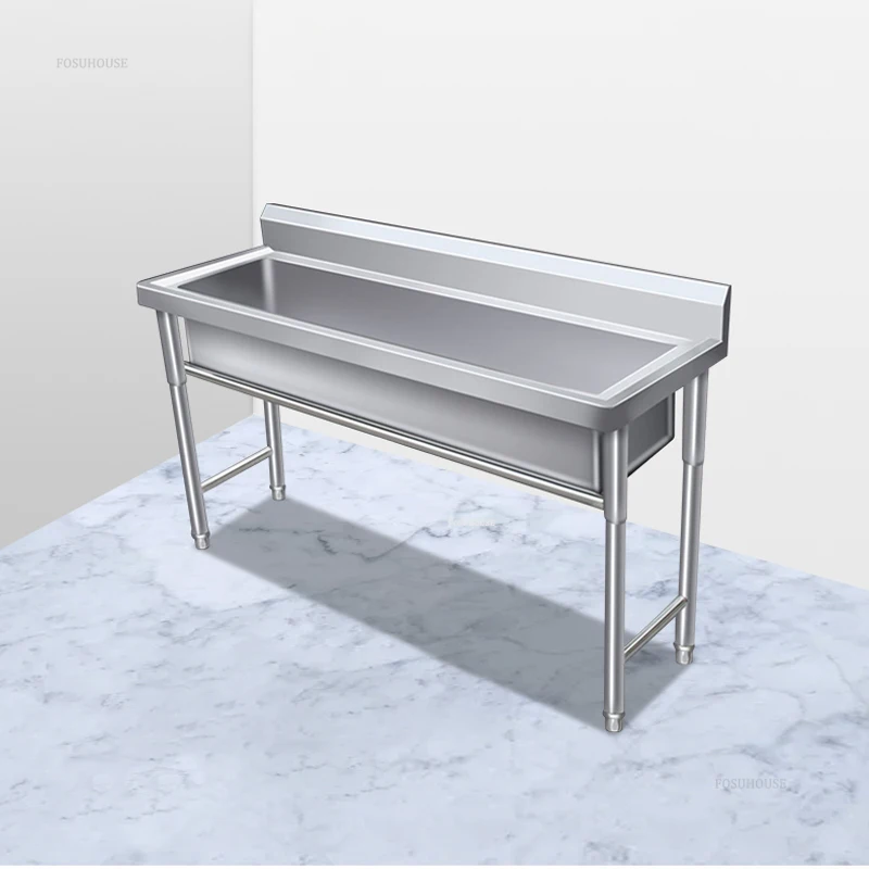 Stainless Steel Floor-standing Dishwashing Kitchen Sinks for School Canteen Outdoor Washing Sinks Commercial Large Single-tank L