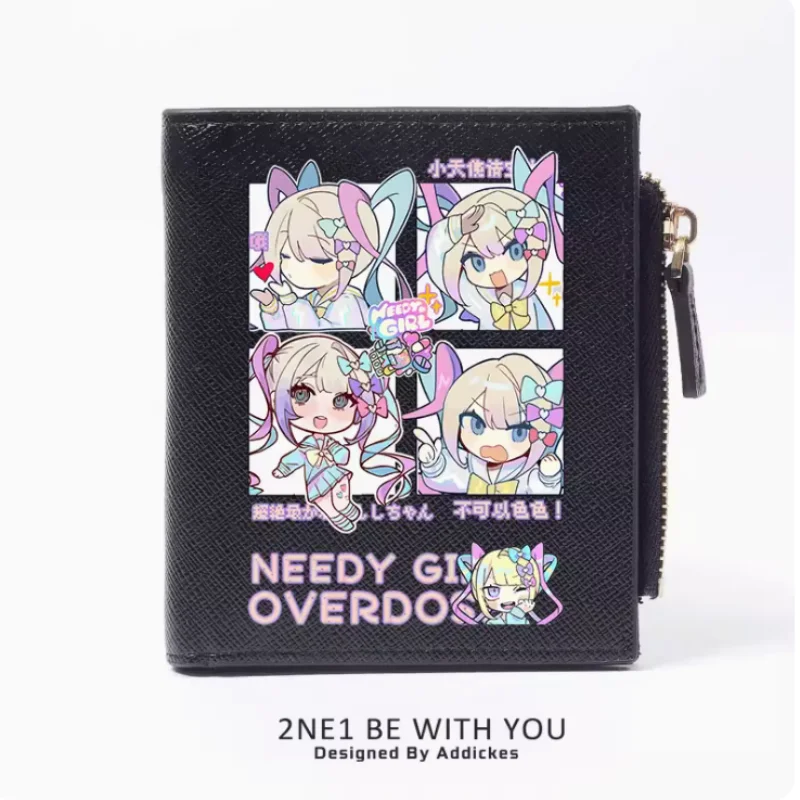NEEDY GIRL OVERDOSE Anime  Zipper Wallet Fold Bag Multi Card  Coin Pocket Holder Fashion Kids Wallets Gift