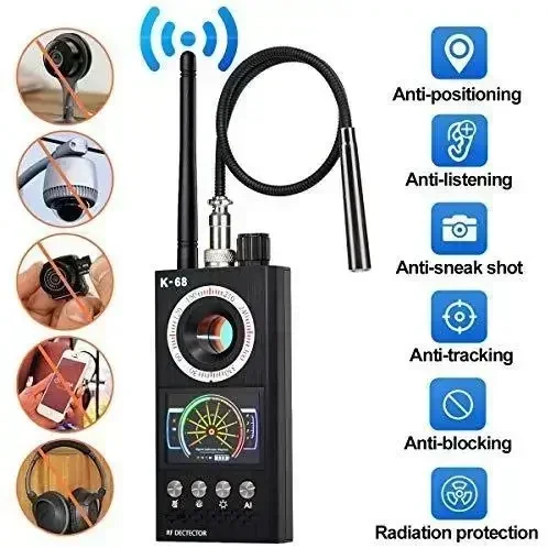 Professional Anti Spy Camera Detector K68 Bug Scanner Security Protection RF Signal Cam Hidden Gadgets Car GPS Tracker Finder 4