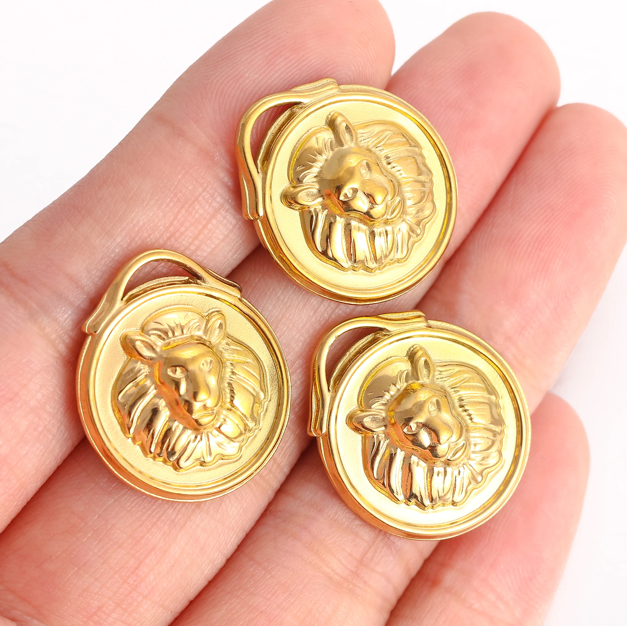 

3Pcs/Lot Подвешивание головы льва Нержавеющая сталь Животные Подвешивание льва Diy Мужское ожерелье хип-хоп Изготовление аксессуаров для браслетов