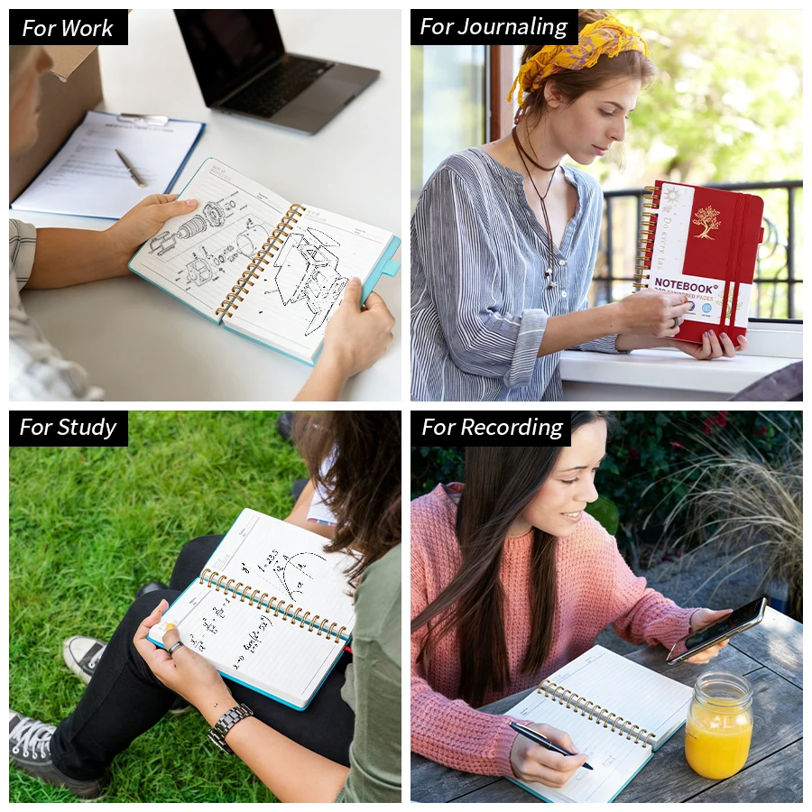 A5 Hardcover Spiral Bound Journal with 300 Numbered Lined Pages