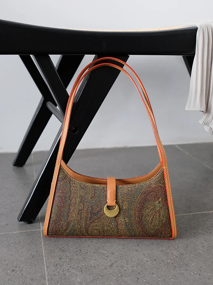 

Women Shoulder Bag Leather TPU Baguette Armpit Retro Cowhide Handbag
