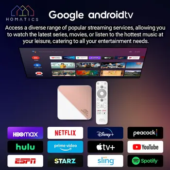 HOMATICS Box R 4K Plus TV Box AndroidTV 14 Netflix Google Certified Amlogic S905X4 4G32G Support DTS Dolby Audio AV1 Wifi6 BT5.0 2