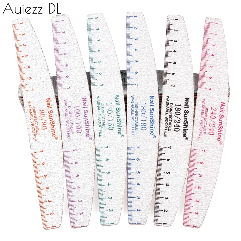 

10 шт. Профессиональная деревянная наждачная бумага пилка для ногтей 80/100/150/180/240 лодка изогнутая наждачная бумага моющийся деревянный буферный Набор для маникюра