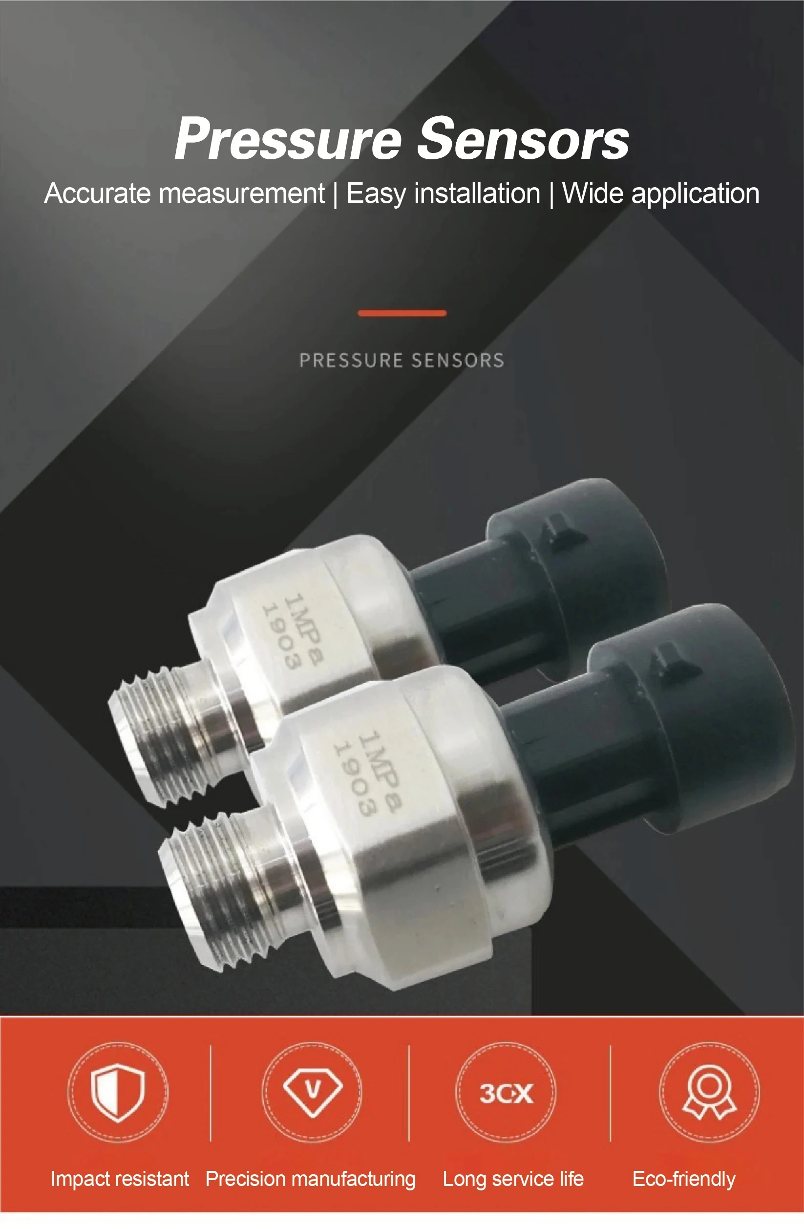 G1/4 Ceramic Pressure Sensor High Precision Compact Pressure Transducer for Wate
