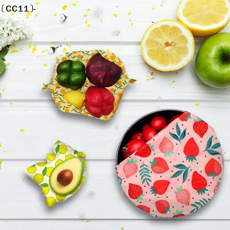 Eco-Friendly Organic Beeswax Food Wraps - Reusable Natural Bowl Covers with Mixed Patterns
