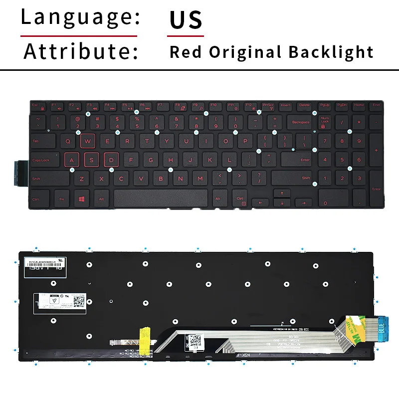 Eua Inglês Russo Teclado do Portátil para Dell Inspiron157000 7566 5567 7567 5665 5570 7577 P65f P72f G33579 3779 com Luz de Fundo - Imagem 3