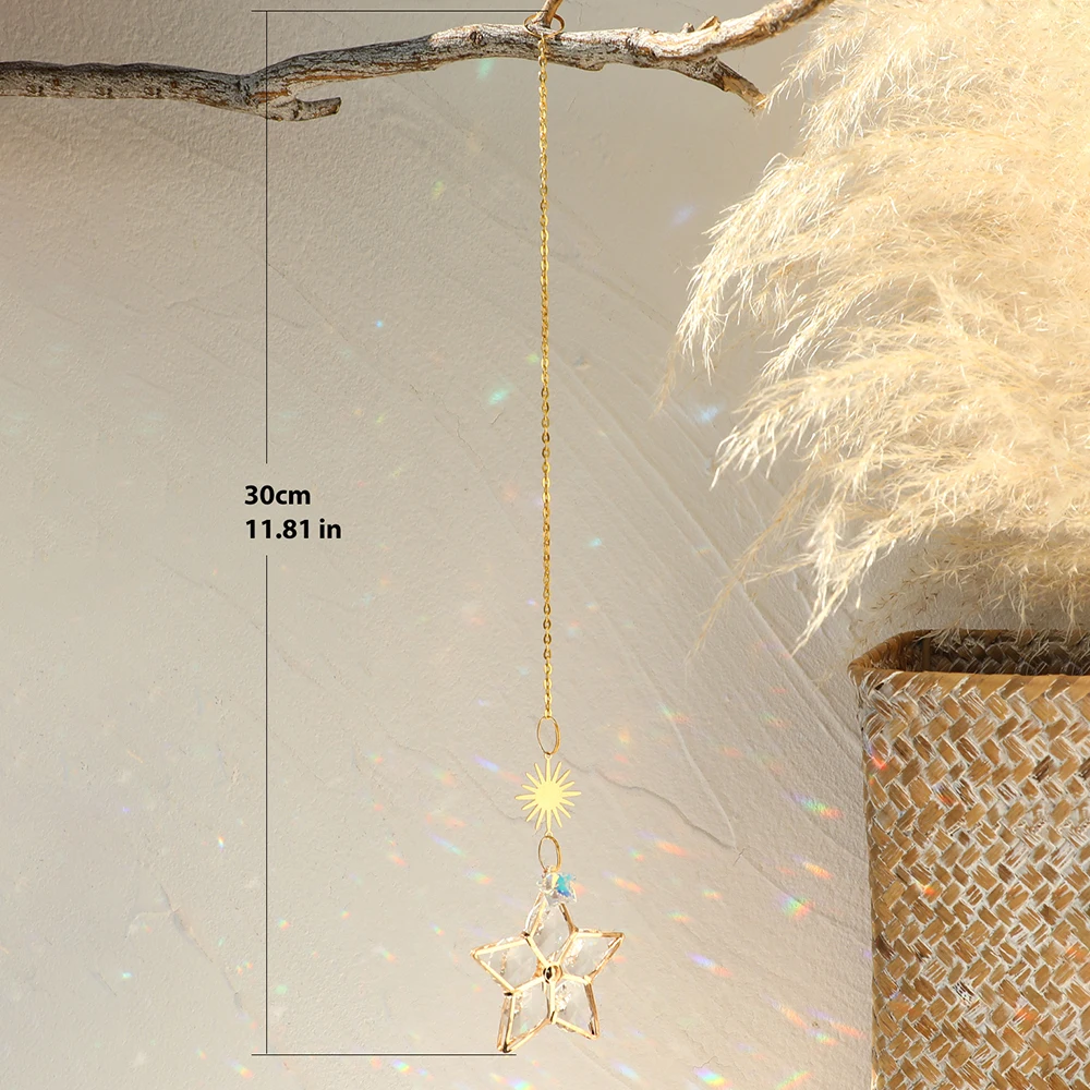 Sun Prism Star Crystal Light Catcher Gardening Decoration Suncatcher Rainbow Outdoor Sun Catchers Window Yard Crystal Home Decor sun catcher sun catchers