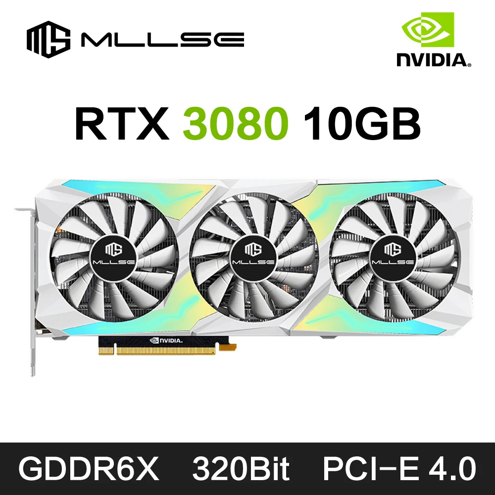 MLLSE RTX 3080 10GB NVIDIA Graphics Card Jogo GPU 8Pin + 8Pin GDDR6X 320bit DP * 3 PCI-E 4.0x16
