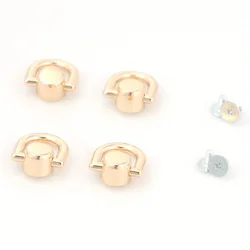Set of 4 Decorative Metal D Rings with Screw Studs for Leather Crafting and Purse Accessories (Gold)