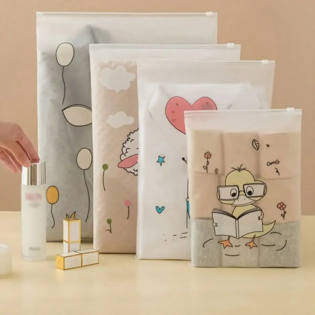8PCS Travel Seal Bag for Suitcases of Portable Clothes, Socks and Underwear Storage Bag - Rectangle,Zipper Seal,Plastic Material 4