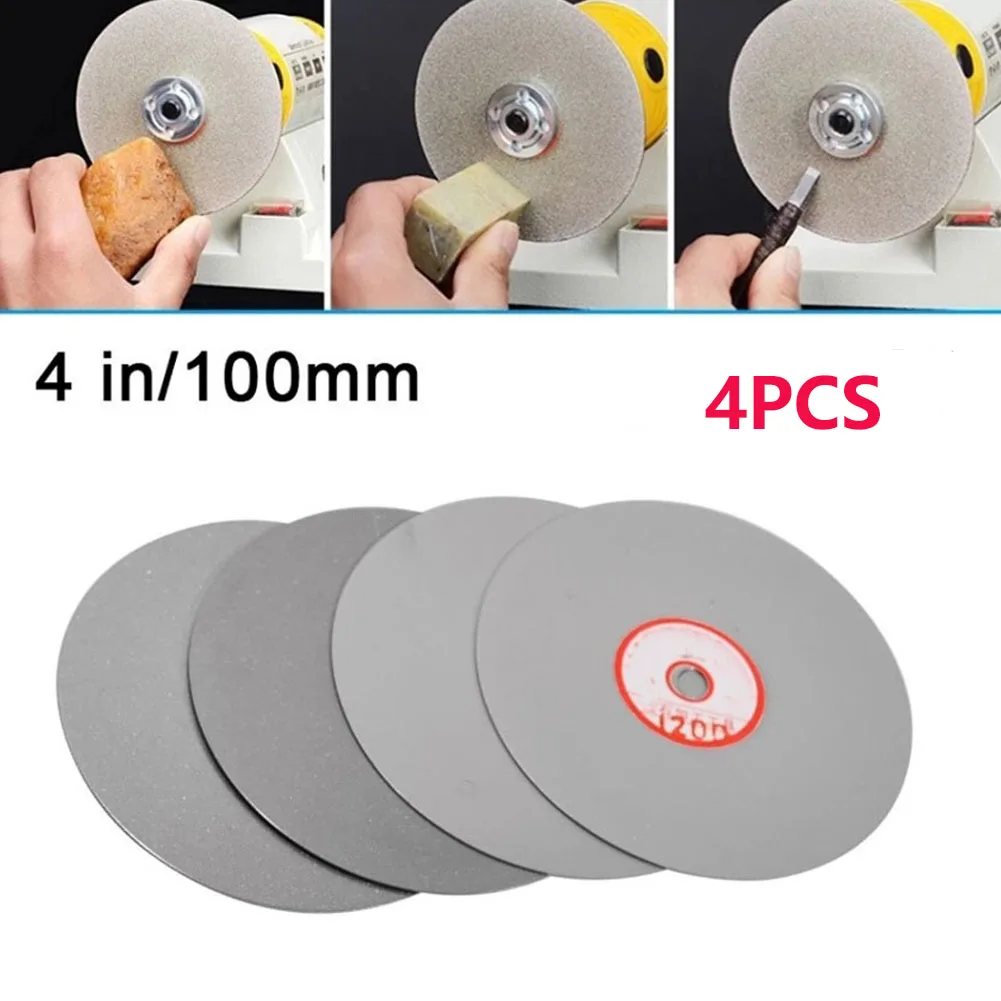 

Glass Jewelry Grinding Wheel Sanding Tool 100mm 4pcs Flat Lap Wheel Grinding Wheel Polishing Disc Wear-resistant