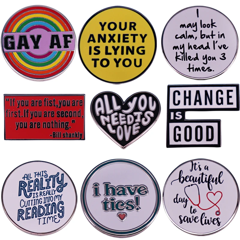 

A2297 Quotations Series Lapel Pins for Backpack Decorative Brooches for Clothing Enamel Pin Briefcase Badges Fashion Accessories