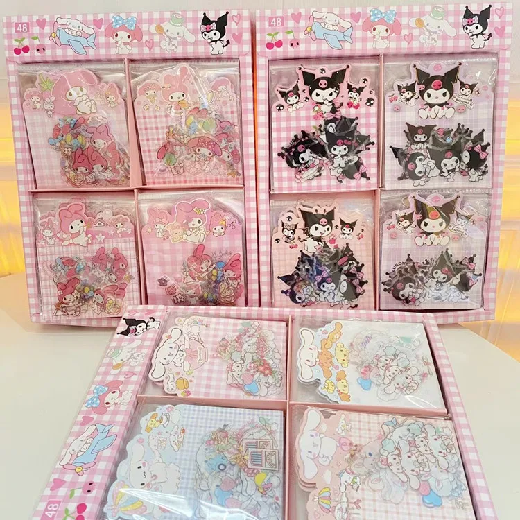 

48 шт. Sanrio Kuromi My Melody Cinnamoroll аниме Мультяшные наклейки Подарочная коробка наклейки для девочек с рисунком наклейки для руководства для подарка детям