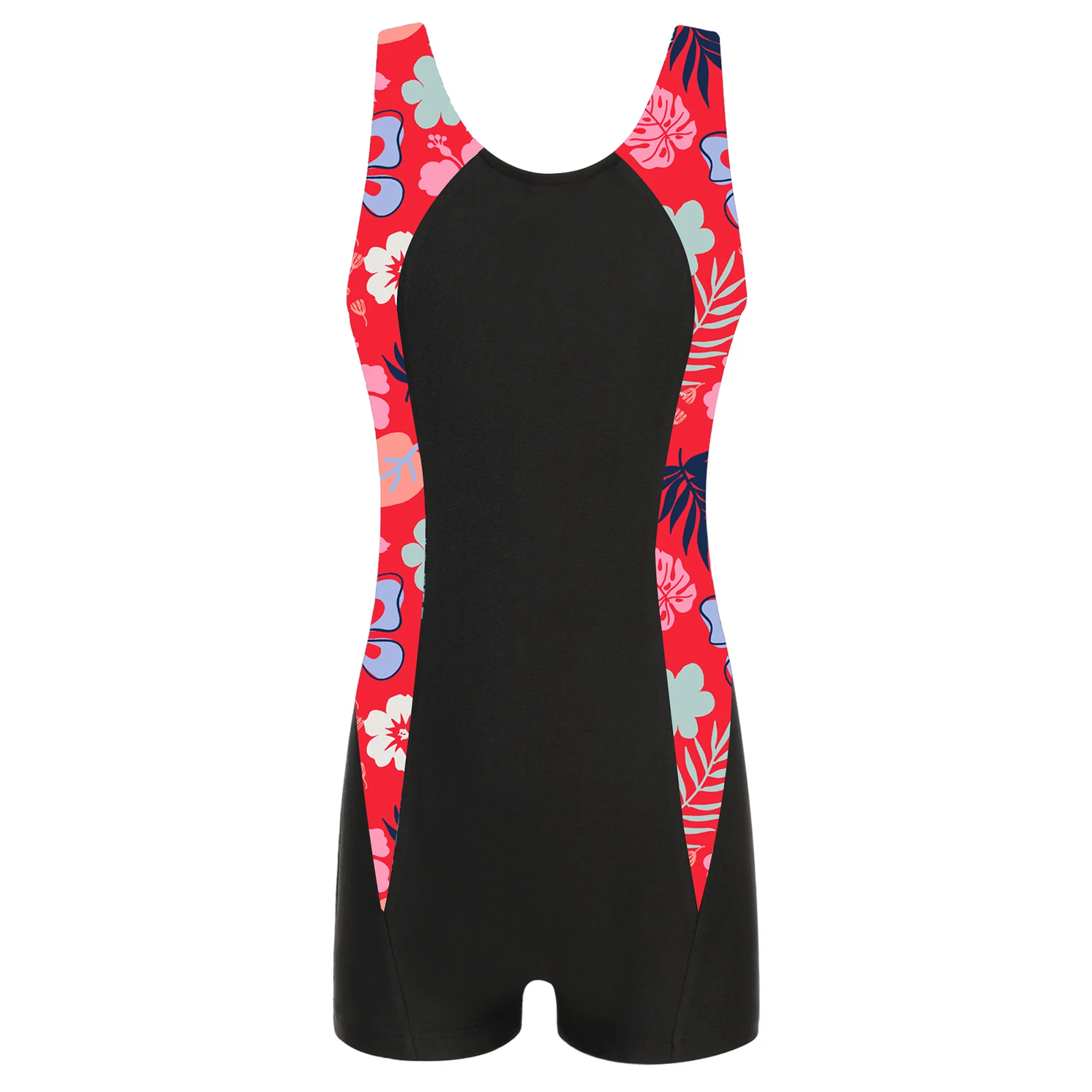 

Tiaobug Kids One-piece Sport Swimsuit Sleeveless Boyleg Short Bodysuit Swimwear Beach Bating Surfing Suit UPF 50+