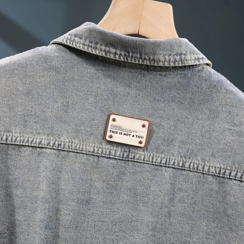 Heavy Industry Wash Workwear Denim Shirt Jacket Men High Street Handsome Chest Pocket Versatile Cargo Jacker Man Autumn Clothes