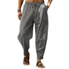 Men's Pants Cotton and Linen Male Summer New Solid Color Mens Trousers Loose Fitness Causal Plus Size