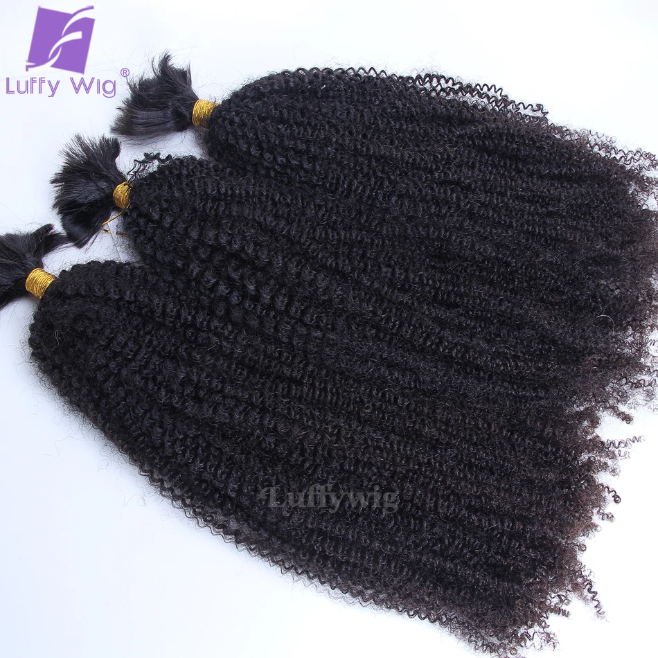 Afro Kinky Curly Bulk Human Hair for Braiding No Weft Human Hair Bundles Double Drawn Burmese Bulk Hair Human Hair Braiding