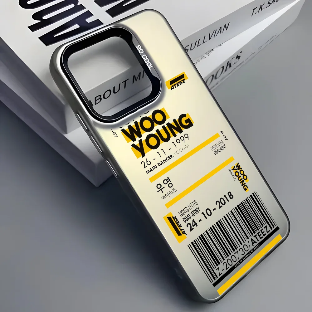 Kpop A-ATEEZ Handyhülle für iPhone 16 15 14 13 12 11 Pro Max Grau Schwarz Matt Laser Metallic Aurora Funda – Detail 9