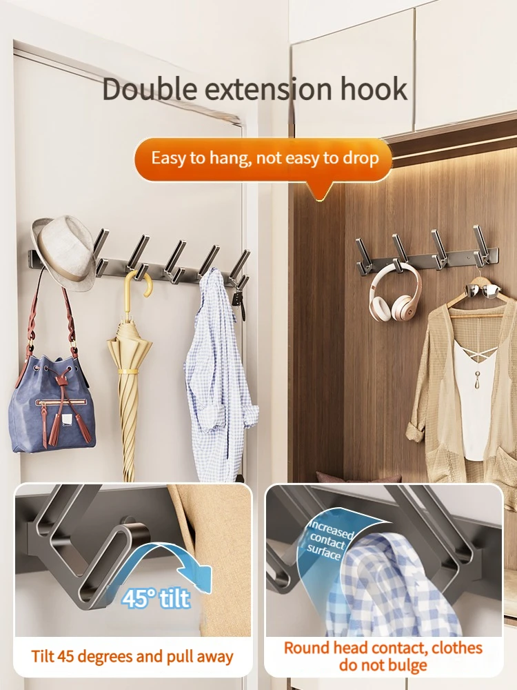 no drill hook wall hook clothes hook bathroom toilet space aluminum hanging on the wall door hanger 4