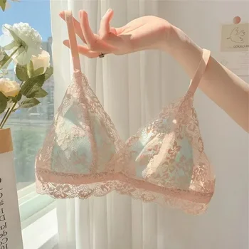 Japanese-style Pure Sensual Lace-trimmed Lingerie for Women, A Thin and Sexy Summer Bra Without Underwire 1