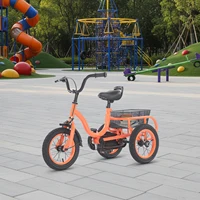 Tricycle à 3 roues de 12 pouces pour enfants, vélos pour garçons/filles, tricycle à une vitesse, vélo orange/vert clair, vélo à 3 roues, cadeau pour enfants 4