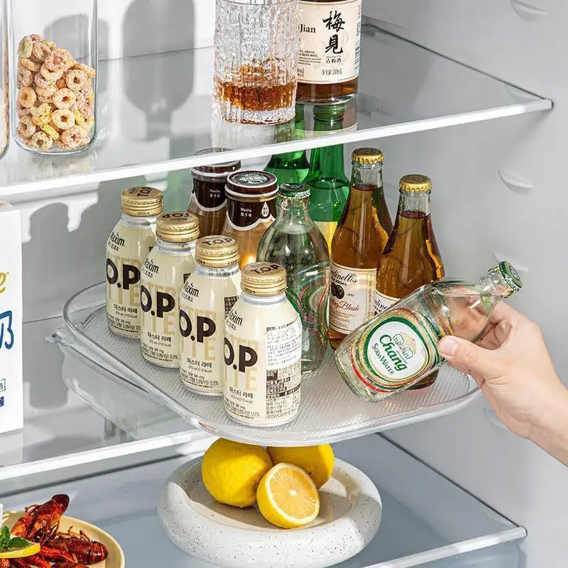 360° Rotatable Storage Tray Kitchen Refrigerator Turntable Rack Fridge Fruit Vegetables Storage Container Turntable Organizer 2