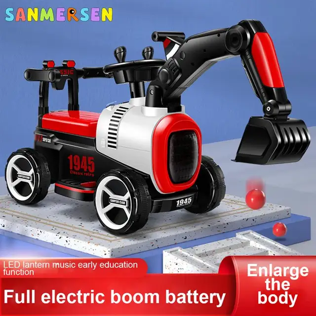 Children'S Four-Wheel Electric Excavator Engineering Vehicle Car Sliding 1-6 Year Male And Female Baby Toy Car With Music Light 1