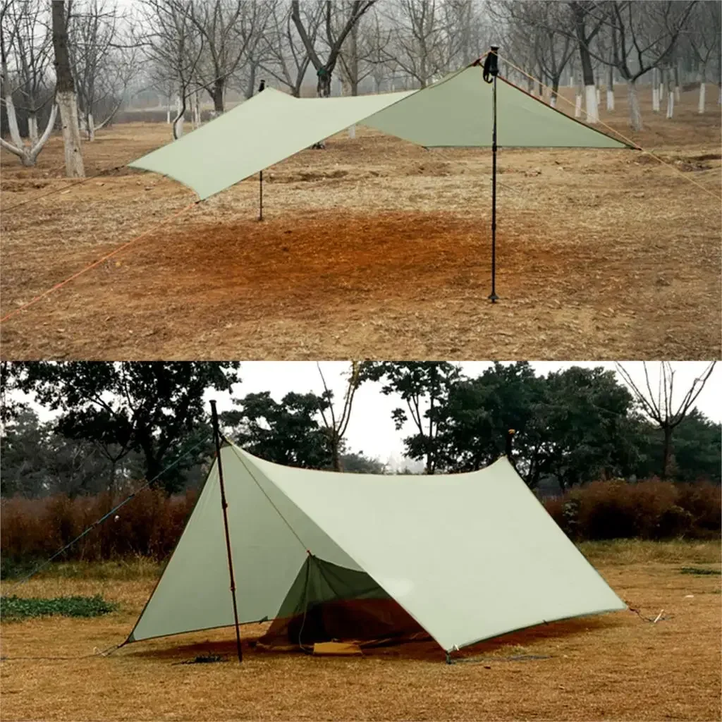 450g 20D Two-Sided Silicone Coated Nylon Tarp Ultralight Sun Shelter Beach Tent Pergola Awning Canopy Rainfly Camping Sunshelter