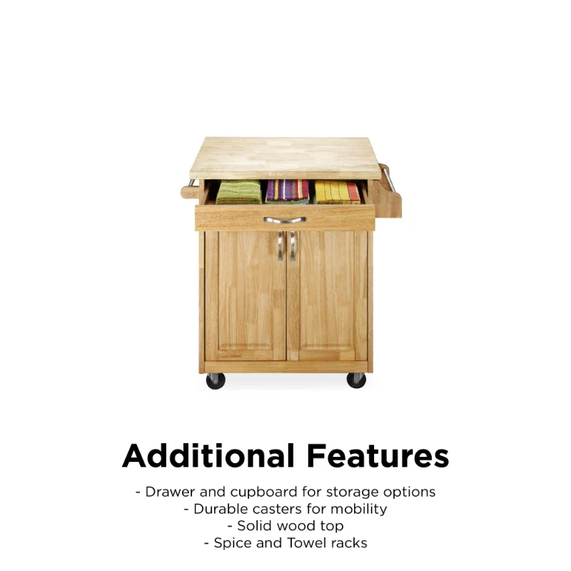 Mainstays Kitchen Island Cart with Drawer and Storage Shelves, White