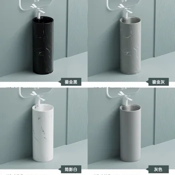 อ่างล้างหน้าแบบเสาเซรามิกอ่างล้างหน้าสูงจากพื้นจรดเพดานอ่างล้างหน้าระเบียงห้องน้ําอ่างล้างหน้าสีอพาร์ทเมนต์ขนาดเล็ก 2