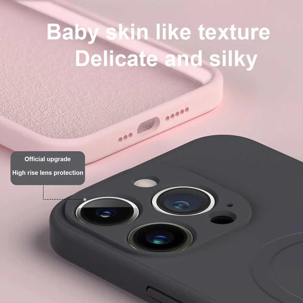 Magnetic Liquid Silicone Shockproof Soft Case with Wireless Charging