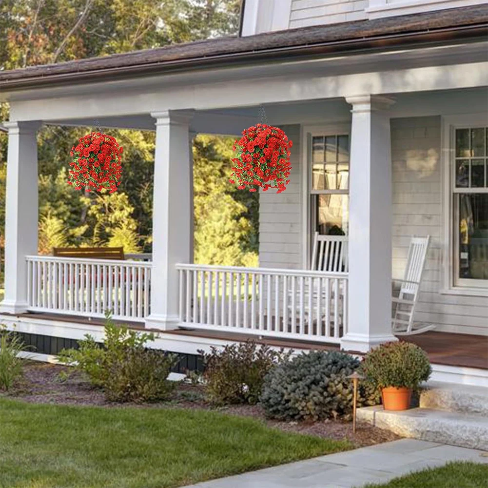 4PCS Plastic Faux Hanging Plants UV Resistant Morning Glory Vines Realistic Hanging Plants for Wedding Home Garden Outdoor