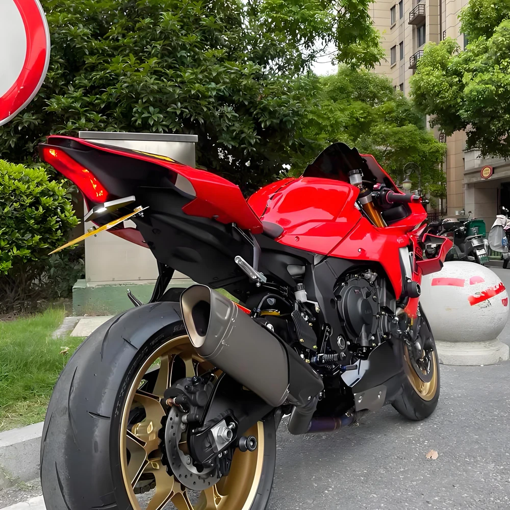 야마하 YZF R1/M R1 R1M 2015-2025용 오토바이 후미등 브레이크 방향지시등 일체형 LED 브래킷 번호판 브래킷