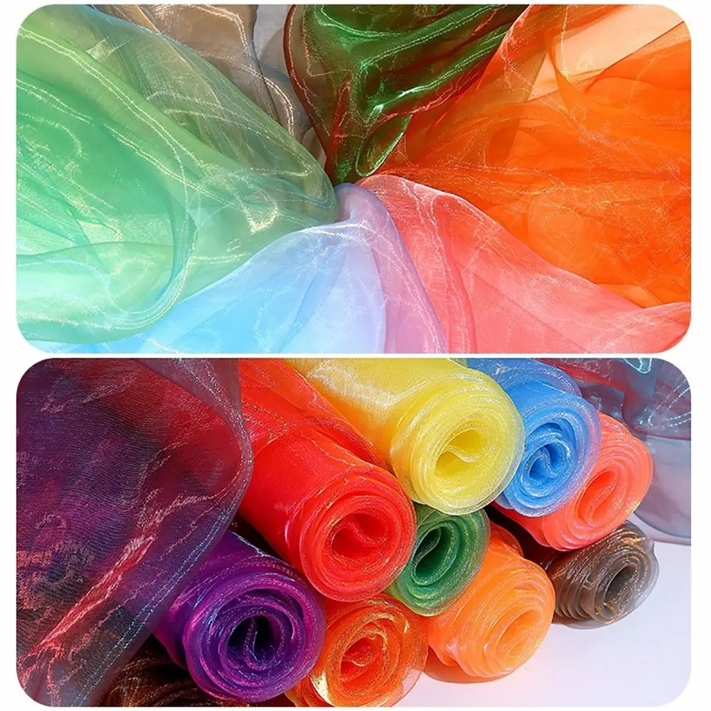 Two-Color Gradient Sheer Organza Mesh Fabric with Decorative Edge, 100x150cm