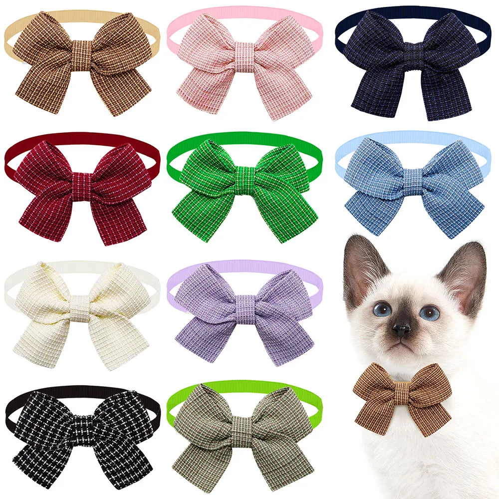 

10PCS Dog Bowtie Winter Solid Puppy Bowties for Adjustable Pet Cat Dog Bow Tie Collar Dog Grooming Accessories for Small Dogs