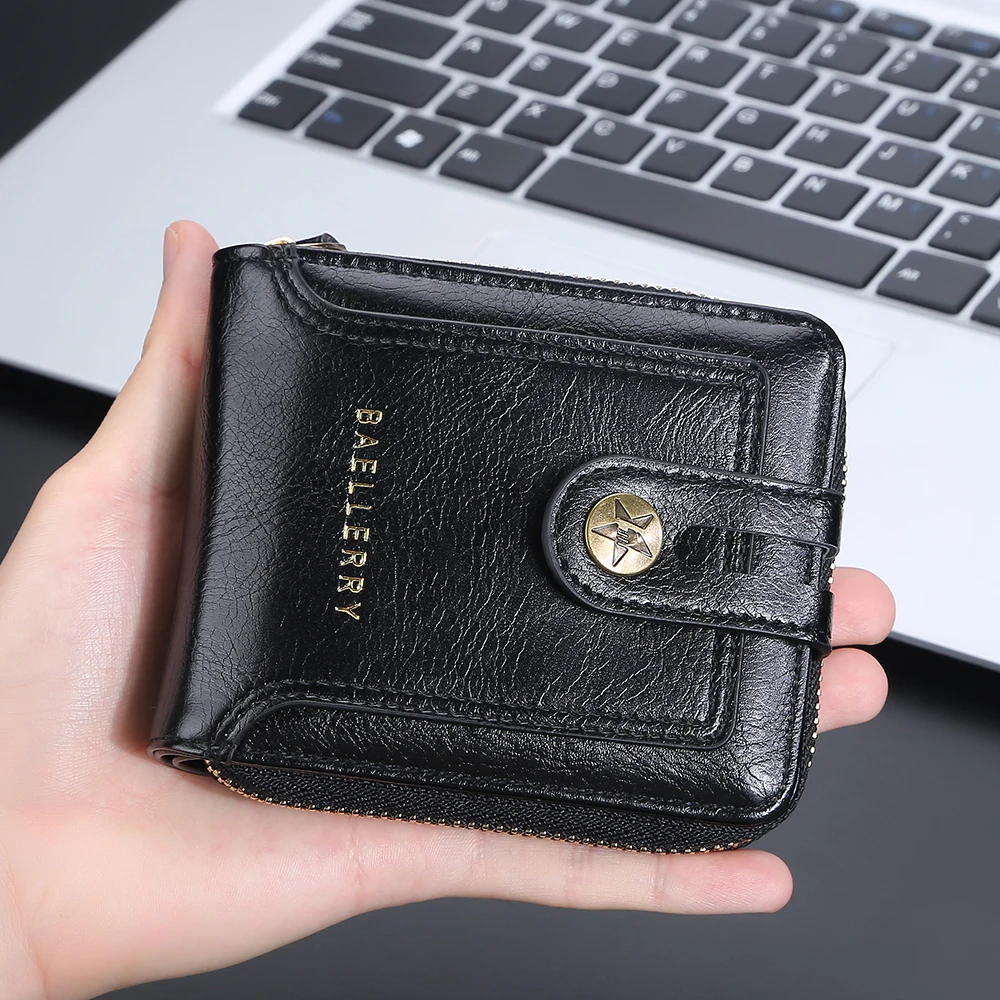 Shop Fashion Men's Fashion PU Leather Wallet,Zipper Coin Purse,Multi