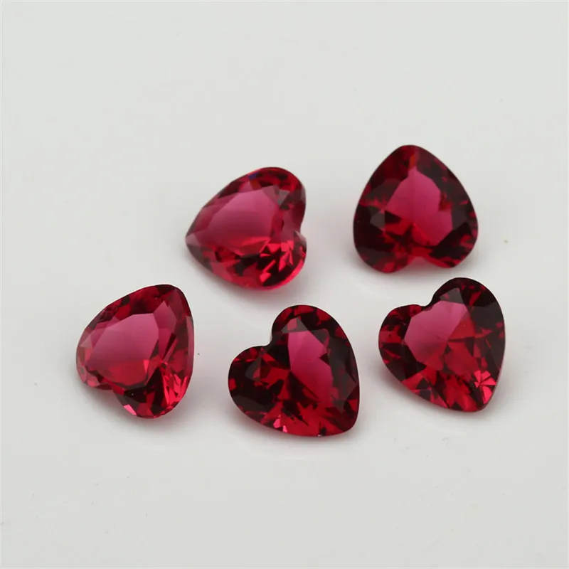 크기 3x3mm 12x12mm 하트 컷 느슨한 유리 스톤 바다 블루 로즈 레드 그린 화이트 블랙 가닛 컬러 합성 보석 비즈 쥬얼리
