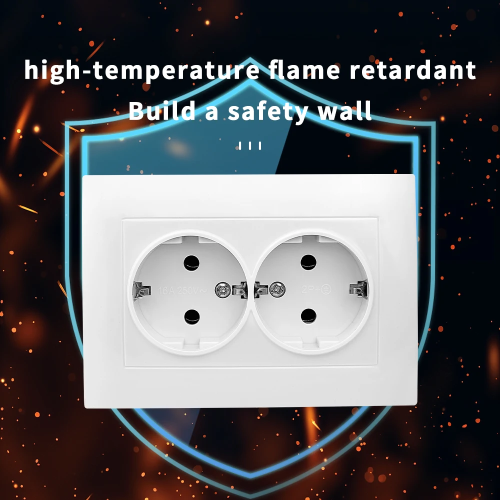 Wall Embedded AC 250V Flame Retardant Classic Paint Plastic Electrical Outlets Ground Power Sockets Plugs 250V