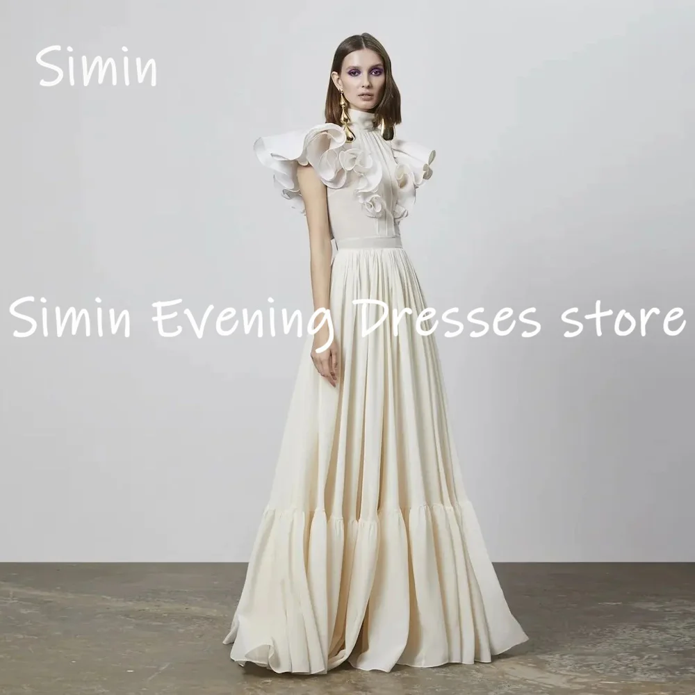 

Simin Satin A-line Scoop Neckline Ruffle Populer Formal Prom Gown Floor-length Evening Elegant Party dresses for women 2023