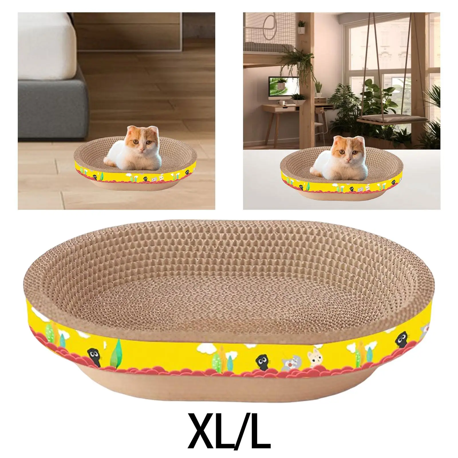 Pet Cat Scratcher Oval Corrugated Cat Scratch Kitty Recycle Board Cat Scratcher Pad Nest Pet Cat Scratcher Oval Corrugated Cat Scratch Kitty Recycle Board Cat Scratcher Pad Nest