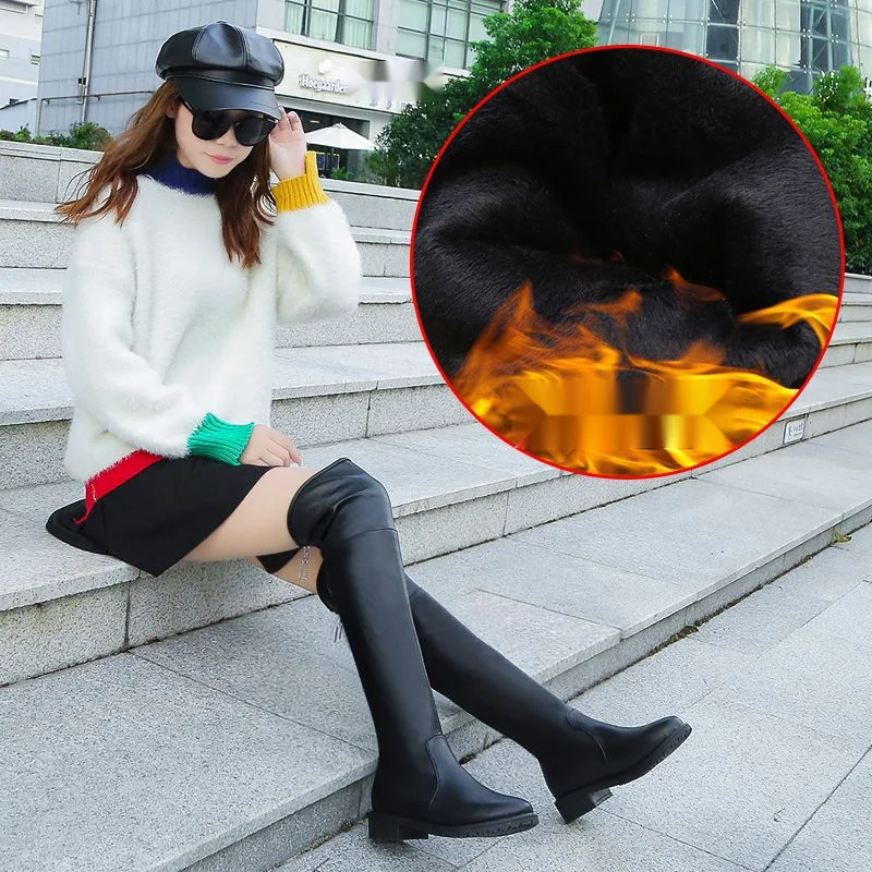 2024 Donne al ginocchio, per dimagrire in inverno, stivali elastici caldi e morbidi, moda a vita alta e alla moda con fondo piatto_voghion.com