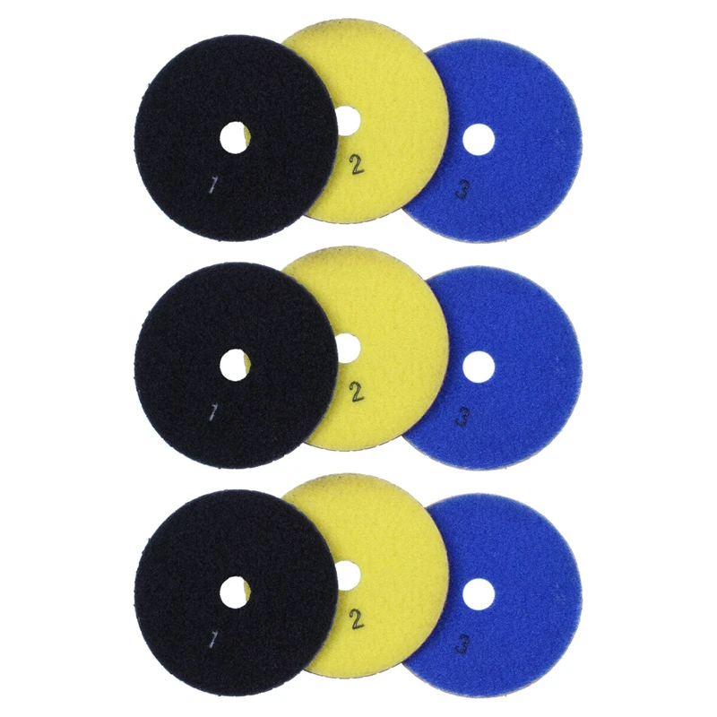 

9 Pieces 100Mm Diamond Flexible Wet & Dry Polishing Pads 3 Step Floor Polish For Stone Marble Tile