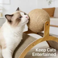 2 In 1 Wooden Cat Scratching Ball Sisal Scratch Board Durable Grinding Paw Toy Solid Wood Scraper For Cats Kittens Pet Supplies 2