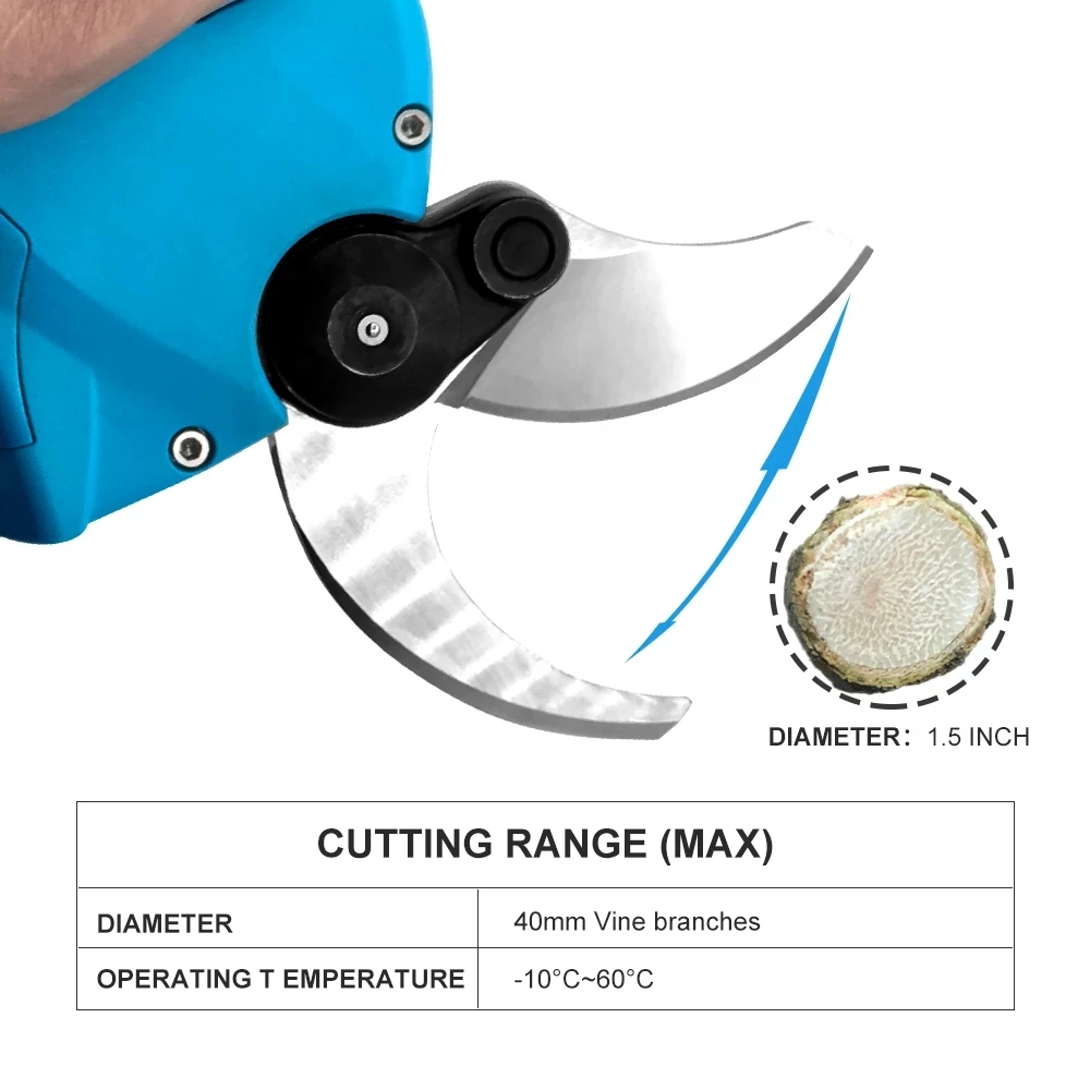 KOHAM 25.2V Electric Pruning Shears Progressive Function Branch Cutter Tree Pruner 40mm SK5 Scissors with 3 Batteries for Garden 4