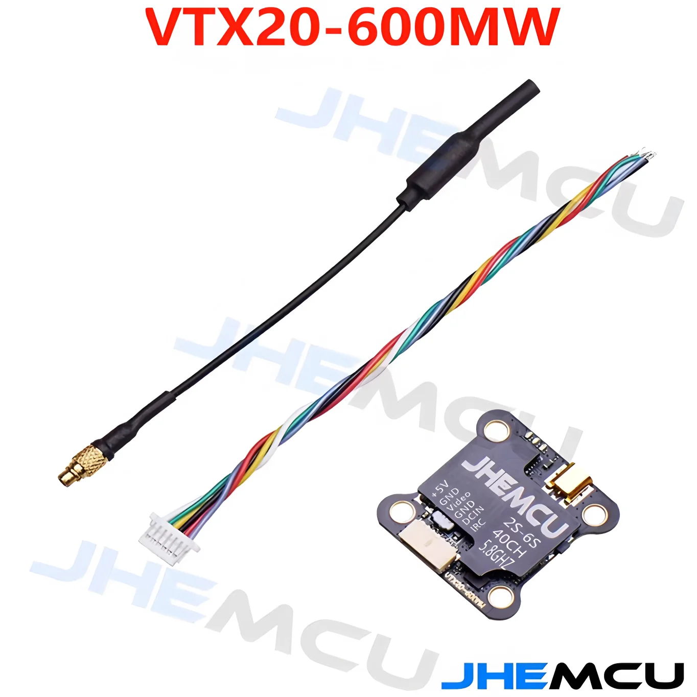 JHEMCU VTX20-600 5.8G 40CH VTX 25-600mW PitMode pour Drone FPV