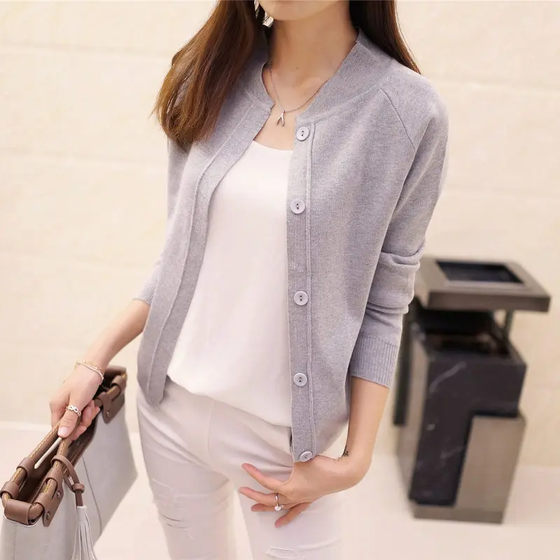 

2020 New Spring Summe women knit cardigan sweater short female a little shawl knitted jacket casual long sleeve outerwear R1034